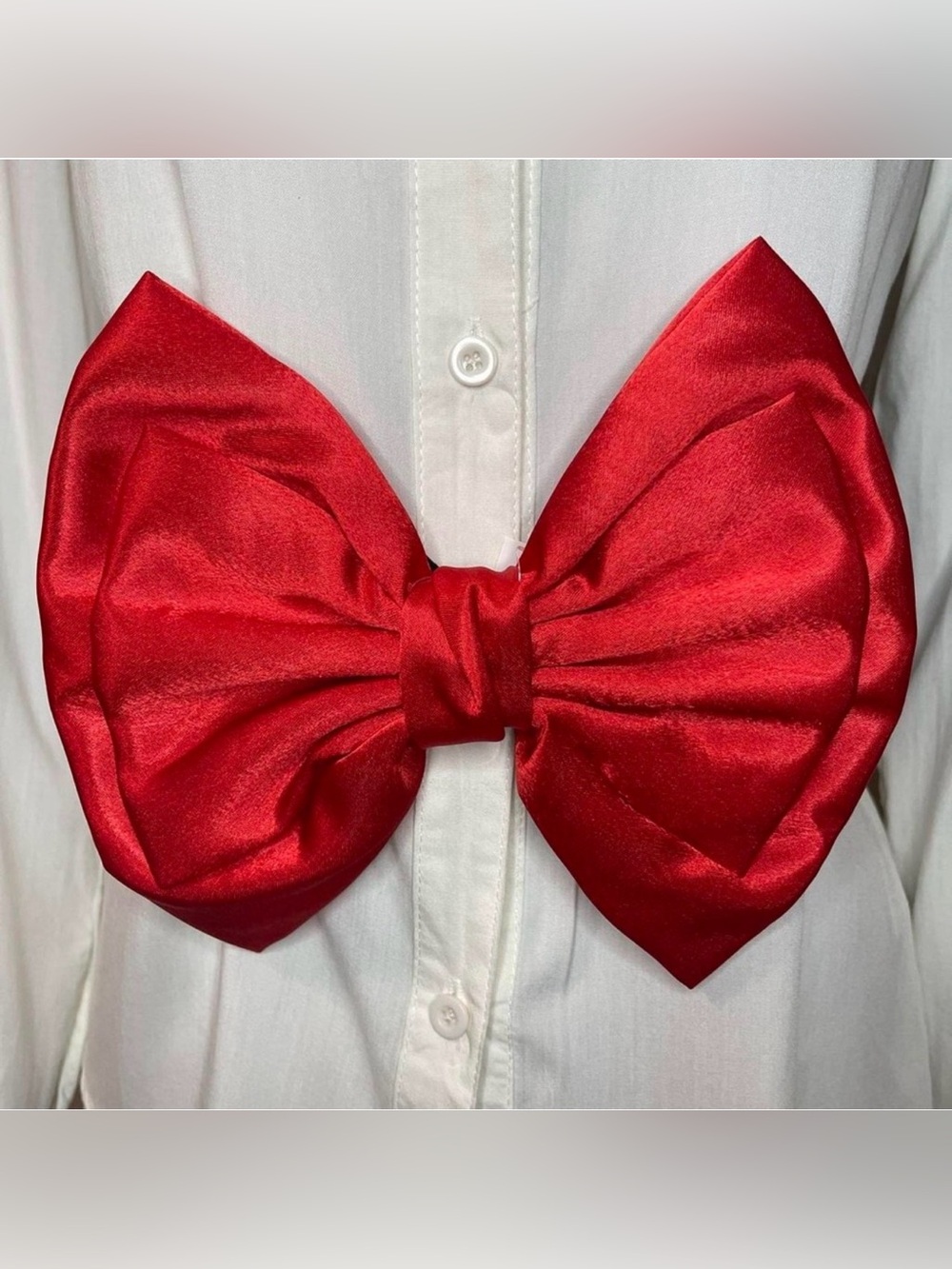 Black wide elastic waistband belt with red satin bow